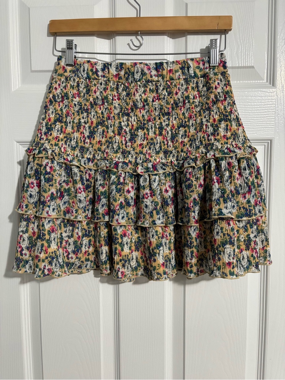 English Factory Floral Smocked Tiered Mini Skirt - multicolor Size Medium